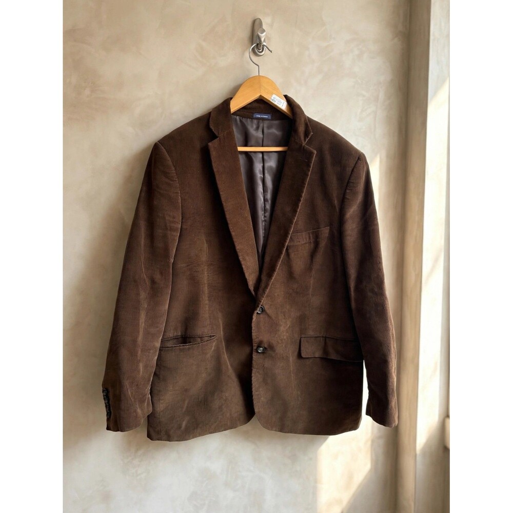 Stafford Brown Corduroy Blazer 48R Classic Fit Elbow Patches Dark Academia Mens
